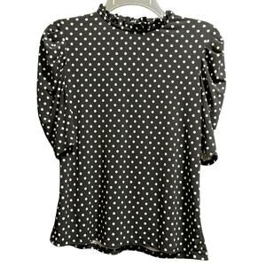 CeCe Black and White Polka Dot Blouse - Women's Size XS